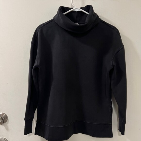 Athleta Womens Black Funnel Neck Fleece Long Sleeve Activewear Sweatshirt Sz XS - Picture 3 of 10